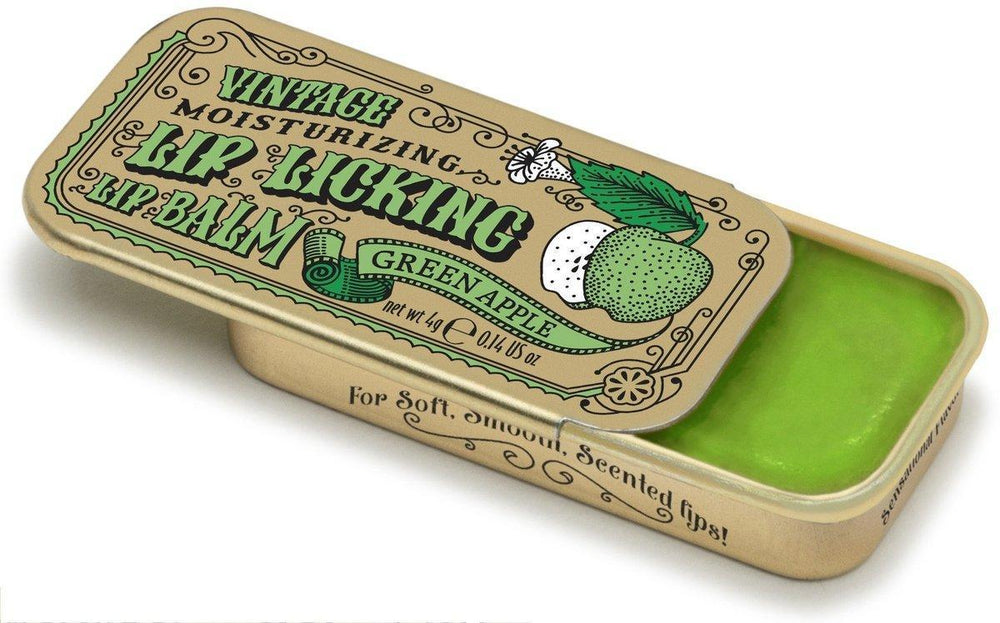Lip Licking Green Apple Lip Balm Vintage Slider Tin
