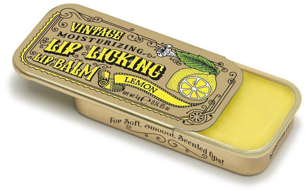 Lip Licking Lemon Lip Balm Vintage Slider Tin