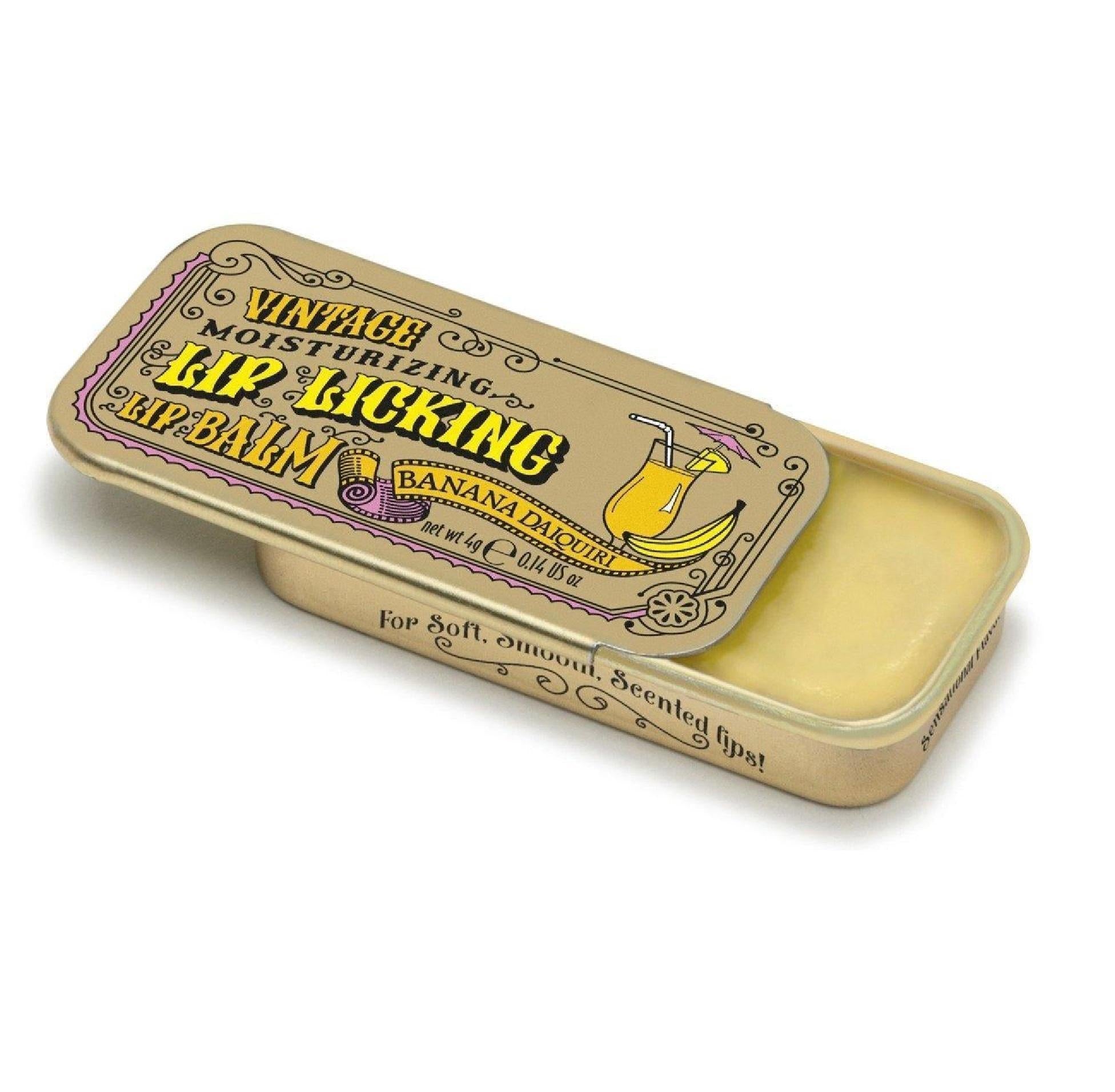 Lip Licking Lip Balm Vintage Slider Tin | Banana Daiquiri
