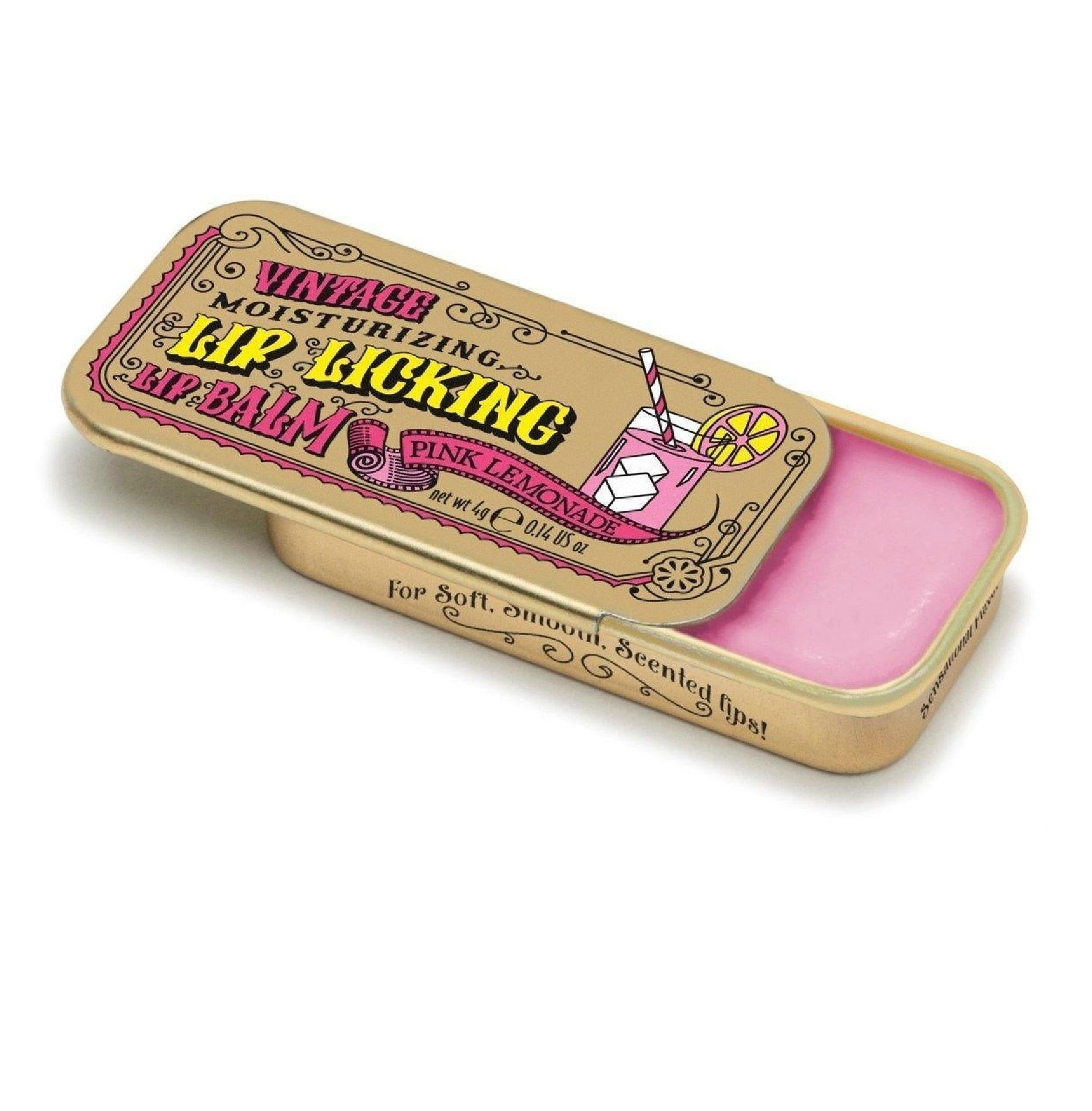 Lip Licking Lip Balm Vintage Slider Tin | Pink Lemonade