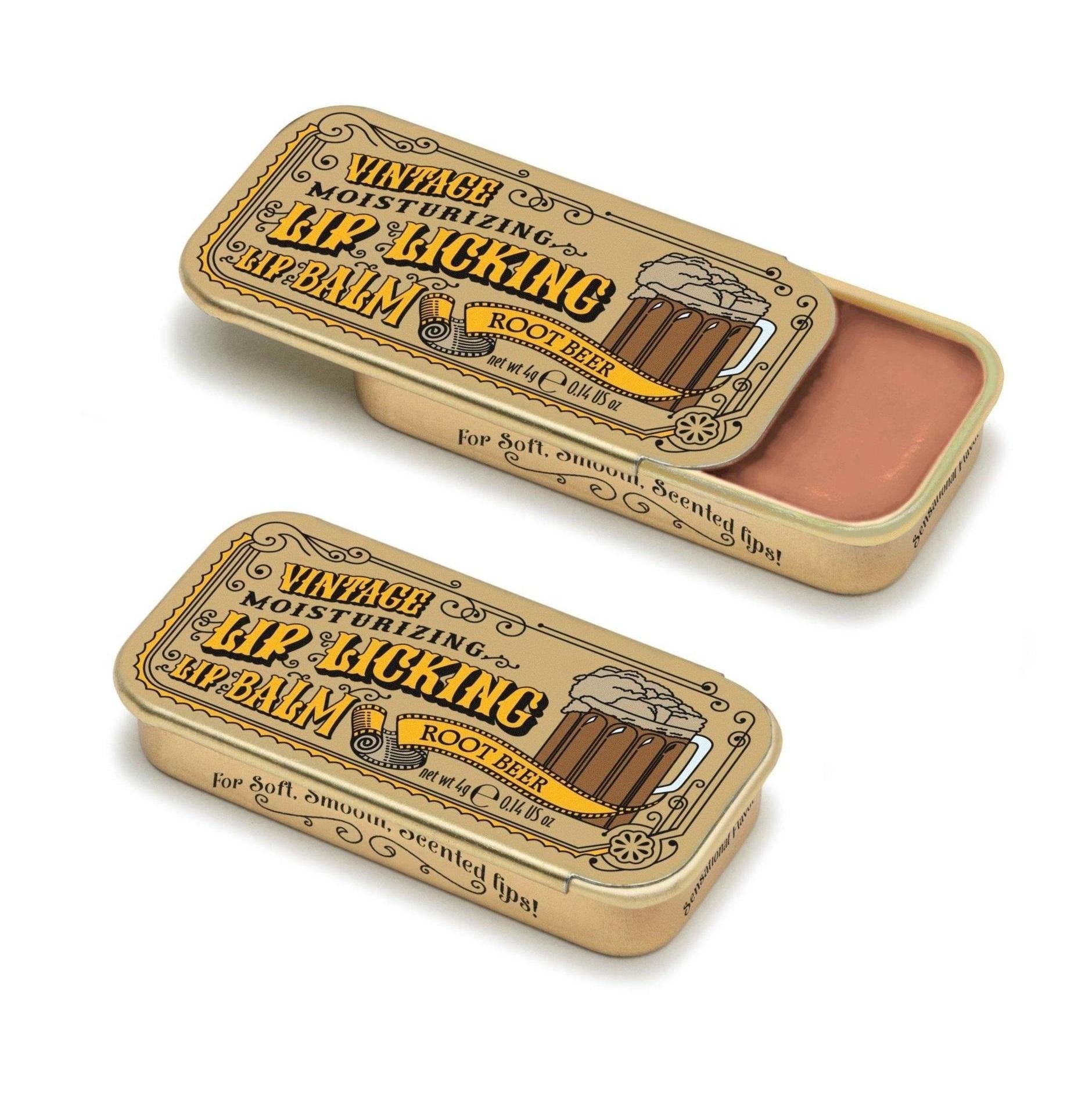 Lip Licking Lip Balm Vintage Slider Tin | Root Beer