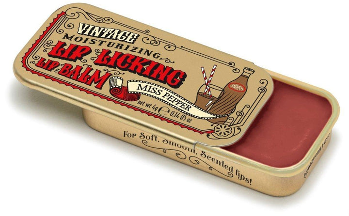 Lip Licking Miss Pepper Lip Balm Vintage Slider Tin