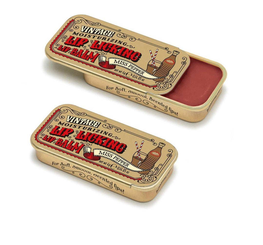 Lip Licking Miss Pepper Lip Balm Vintage Slider Tin