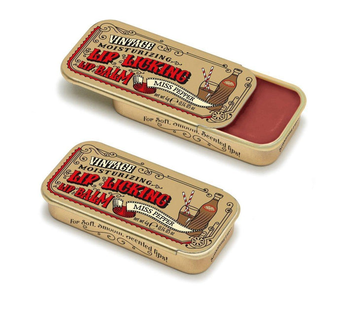Lip Licking Miss Pepper Lip Balm Vintage Slider Tin