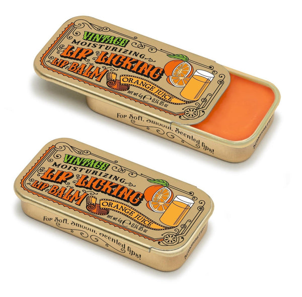 Lip Licking Orange Juice Lip Balm Vintage Slider Tin