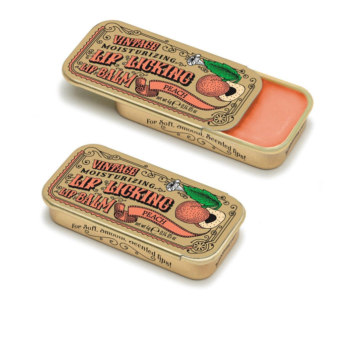 Lip Licking Peach Lip Balm Vintage Slider Tin