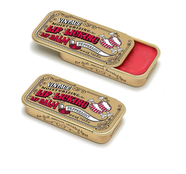 Lip Licking Peppermint Lip Balm Vintage Slider Tin