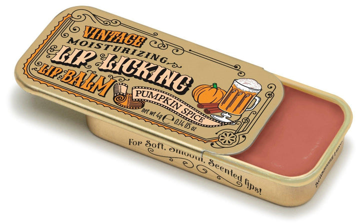 Lip Licking Pumpkin Spice Lip Balm Vintage Slider Tin