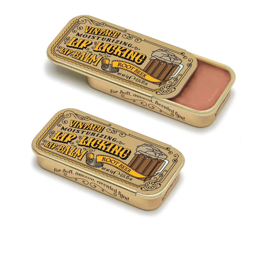 Lip Licking Root Beer Lip Balm Vintage Slider Tin