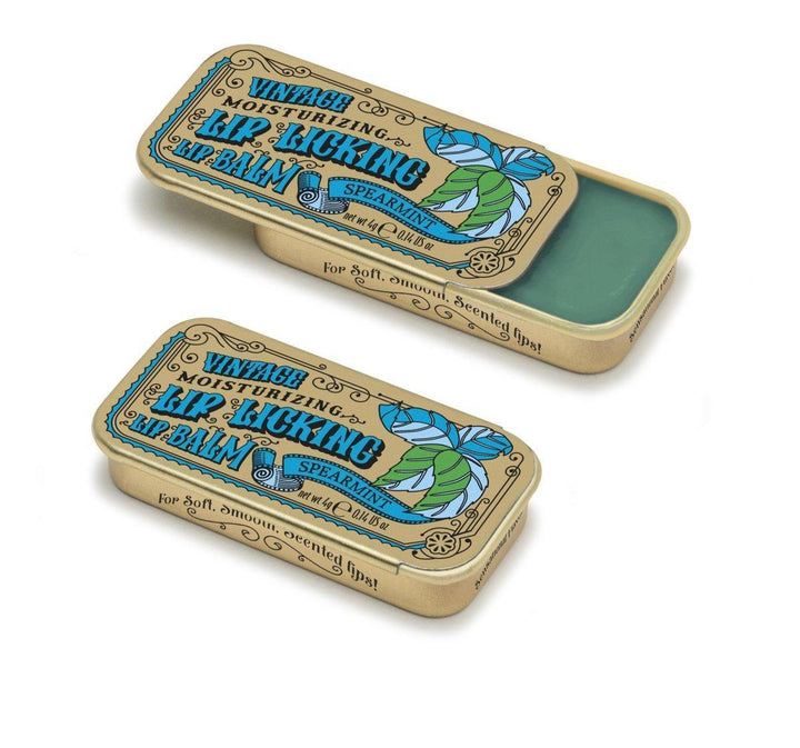 Lip Licking Spearmint Lip Balm Vintage Slider Tin