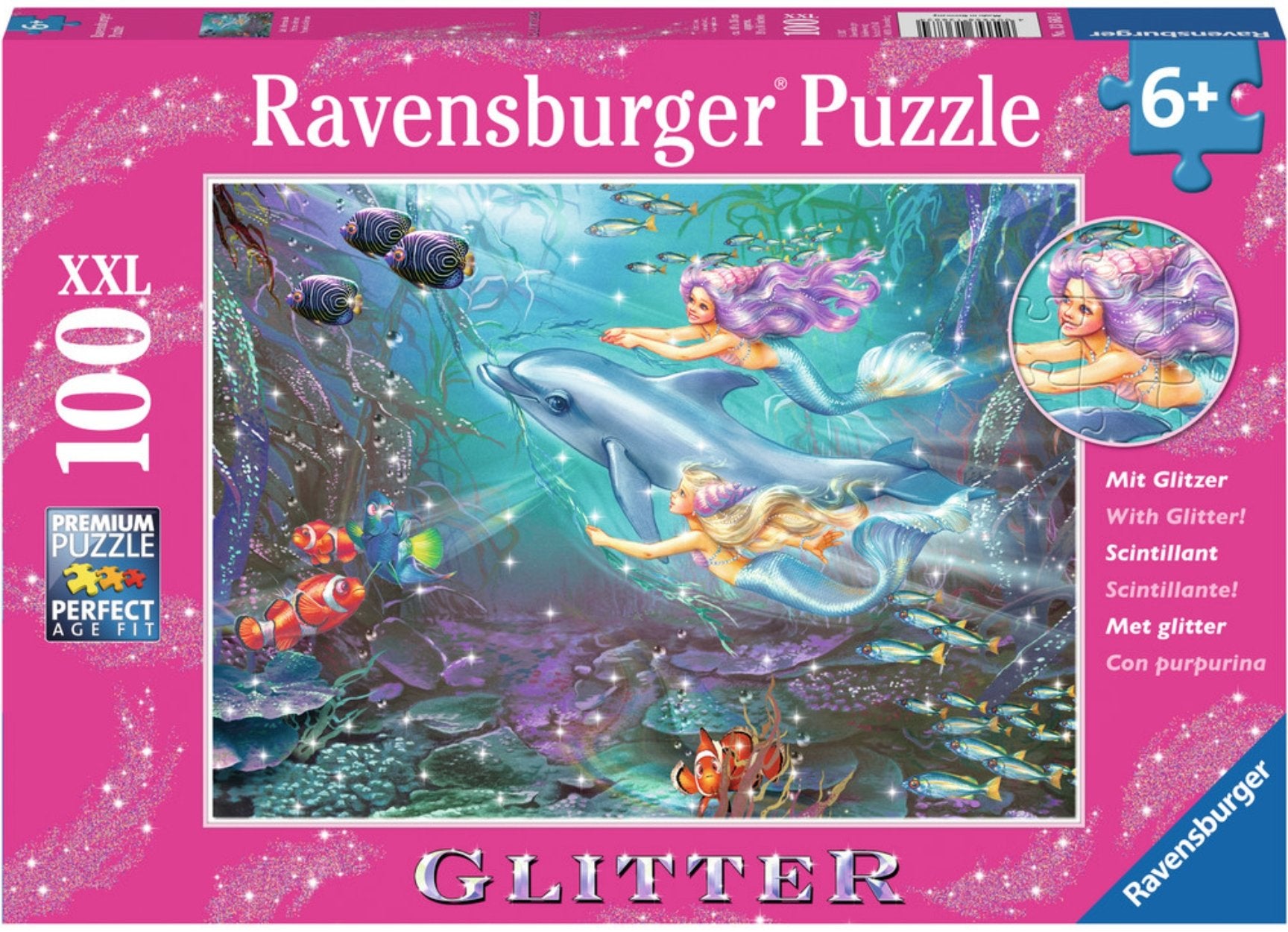 Ravensburger Jigsaw Puzzle | Little Mermaids Glitter 100 Piece