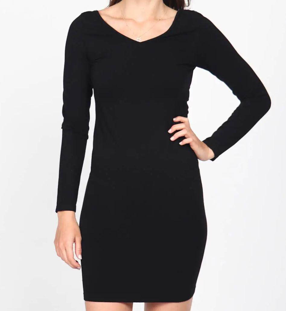 M. Rena | Extra Soft Reversible V-Neck / Scoop Neck Black Dress