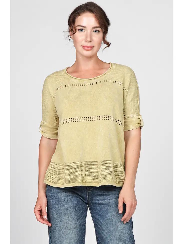 M. Rena | Knit Top with Roll Tab