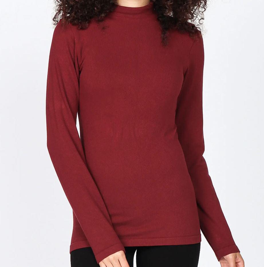 M. Rena | Long Sleeve Ribbed Mock Neck