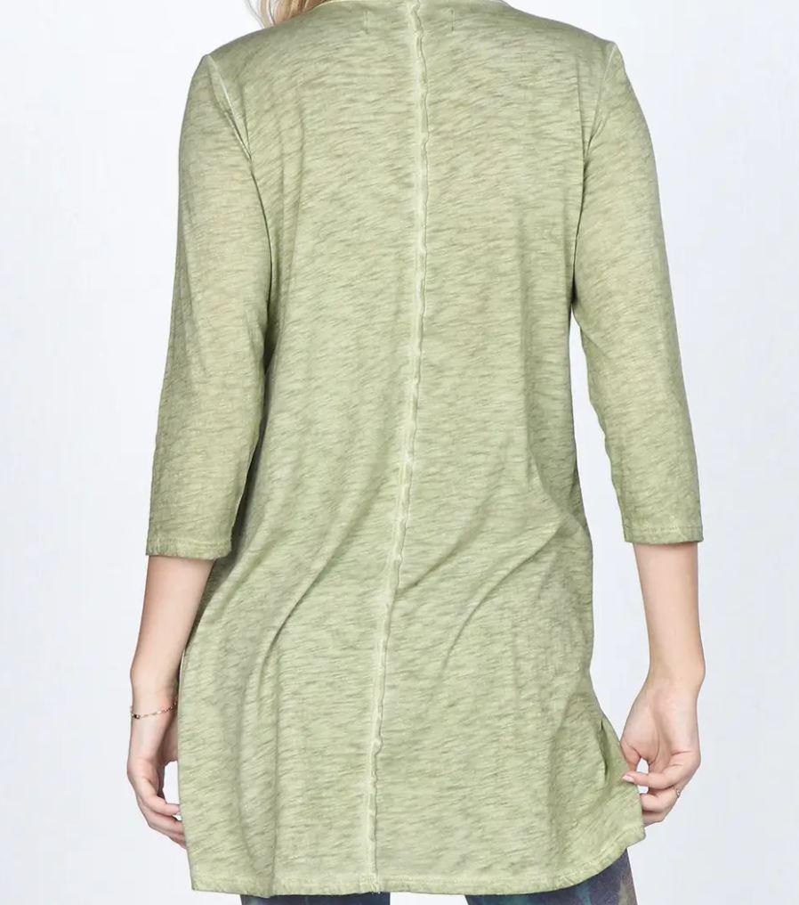 M. Rena | Oil Wash Woven Cross Hatch Knit Layered Tunic