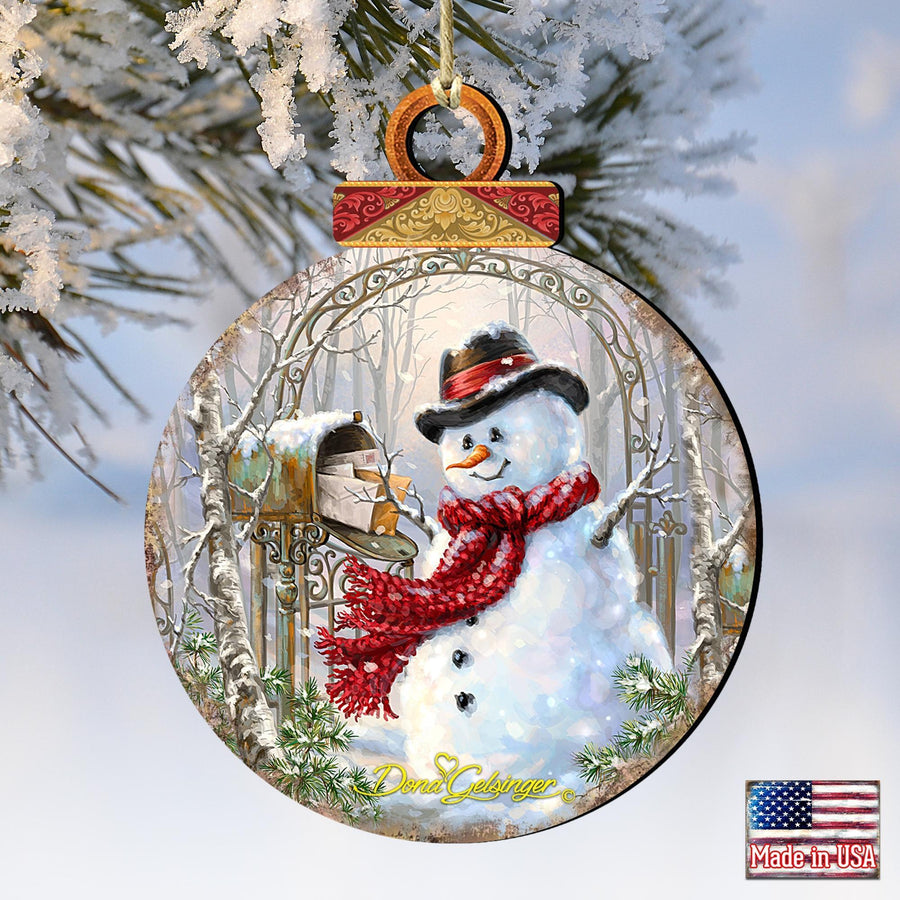 Mail Man Snowman Keepsake Decorative Christmas Ornament
