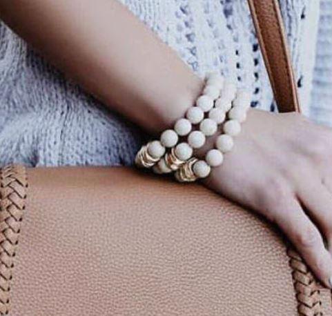 Meghan Bo Designs | Beaded Ivory Wood Bracelet
