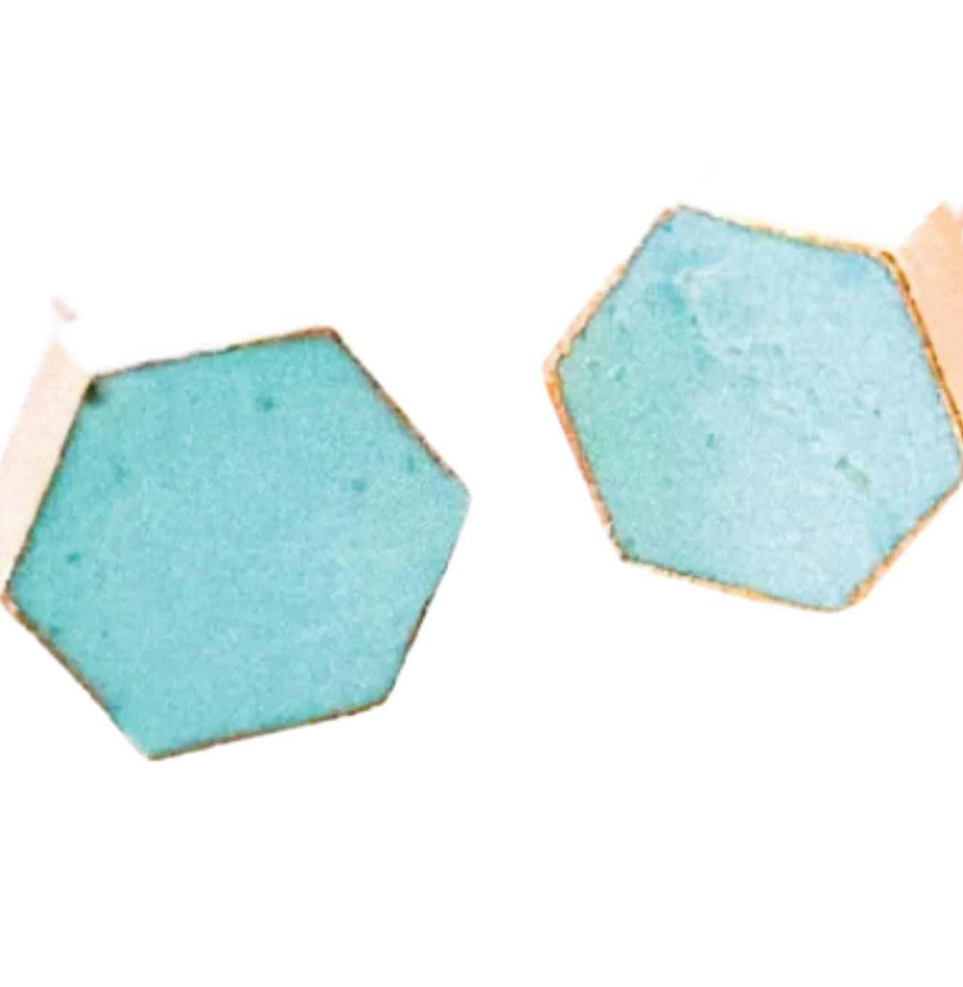 Meghan Bo Designs | Turquoise Hexagon Stud Earrings