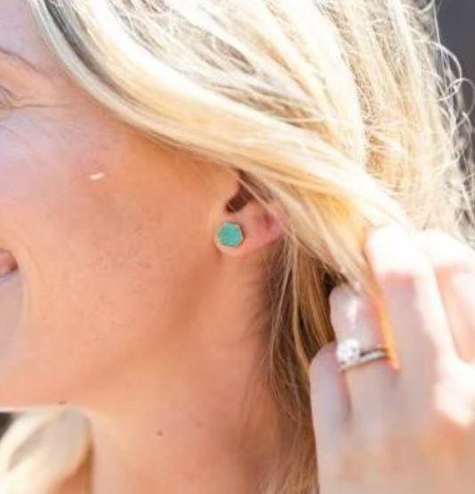 Meghan Bo Designs | Turquoise Hexagon Stud Earrings