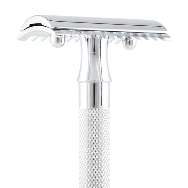 Merkur 25C Double Edge Safety Razor, Open Tooth Comb, Extra Long Handle, Chrome