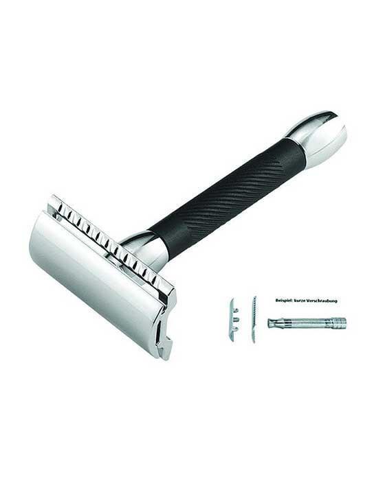 Merkur 30B Double Edge Safety Razor, Straight Cut, Chrome, Black Handle