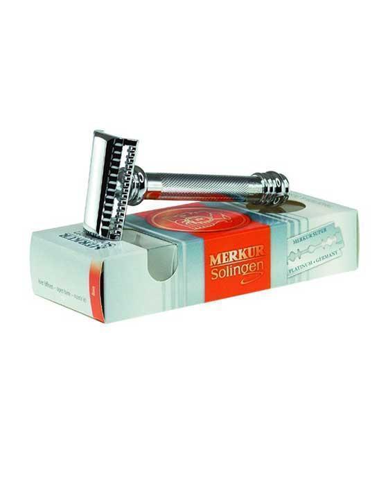 Merkur 37C Double Edge Safety Razor, Slant Cut, Extra Thick Handle, Chrome