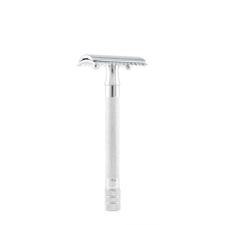 Merkur Double Edge Safety Razor | Open Tooth Comb, Extra Long Handle, Chrome 25C