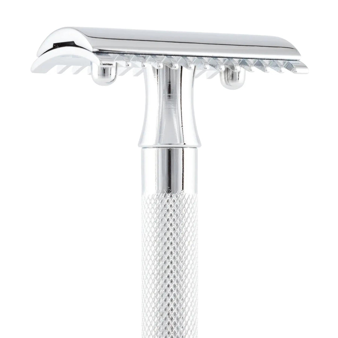 Merkur Double Edge Safety Razor | Open Tooth Comb, Extra Long Handle, Chrome 25C