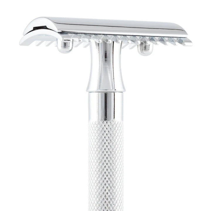 Merkur Double Edge Safety Razor | Open Tooth Comb, Extra Long Handle, Chrome 25C