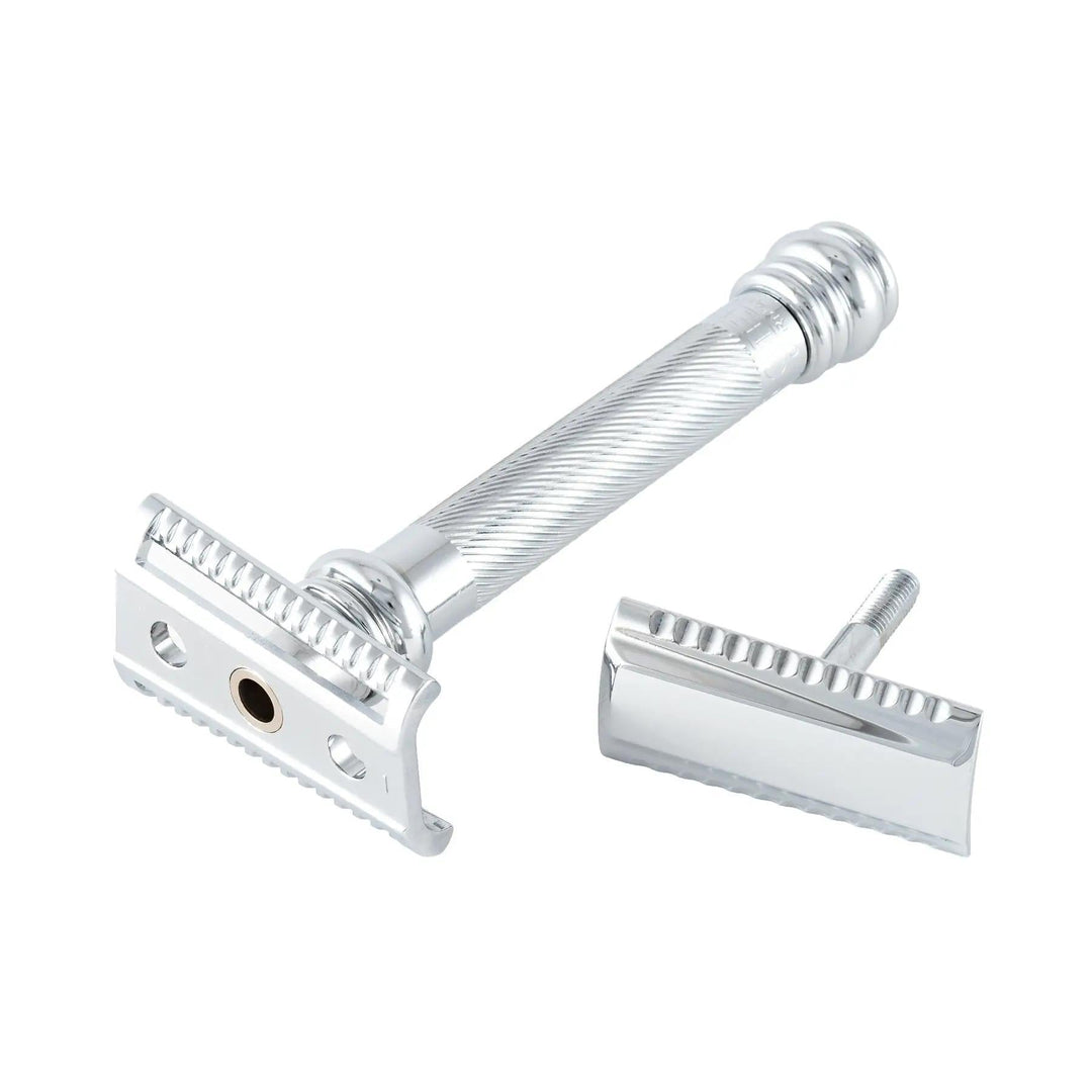 Merkur Double Edge Safety Razor | Slant Cut, Extra Long Handle, Chrome 39C