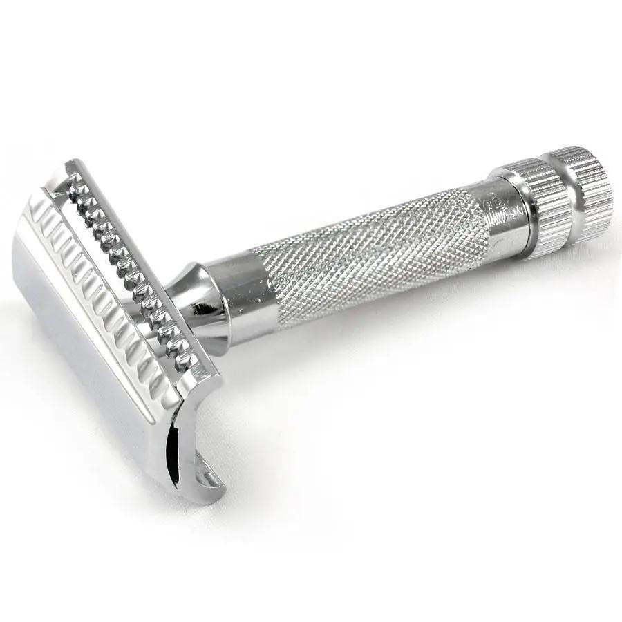 Merkur Double Edge Safety Razor | Slant Cut, Extra Thick Handle, Chrome 37C