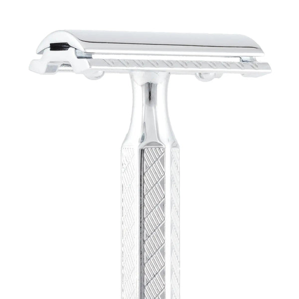 Merkur Double Edge Safety Razor | Straight Cut, Chrome-Plated, Etched Handle 42C