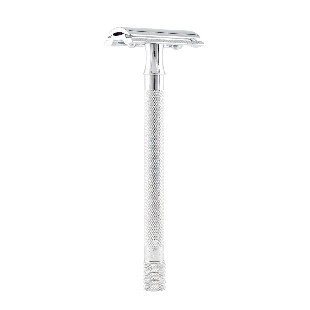 Merkur Double Edge Safety Razor | Straight Cut, Double Extra Long Handle, Chrome 24C