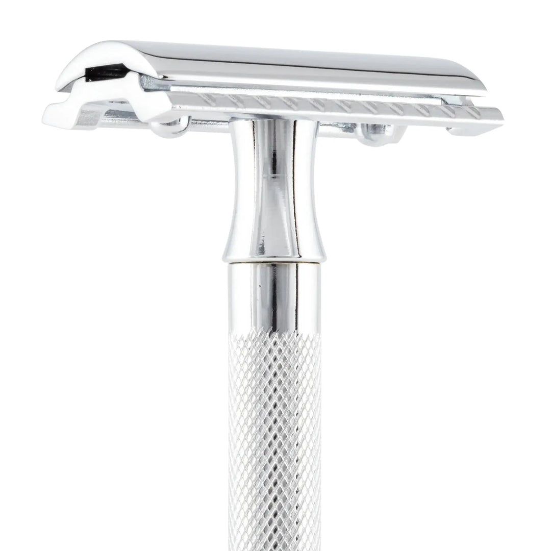 Merkur Double Edge Safety Razor | Straight Cut, Double Extra Long Handle, Chrome 24C