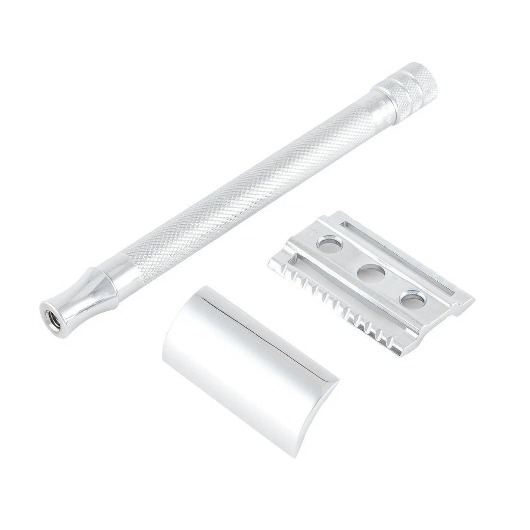 Merkur Double Edge Safety Razor | Straight Cut, Double Extra Long Handle, Chrome 24C