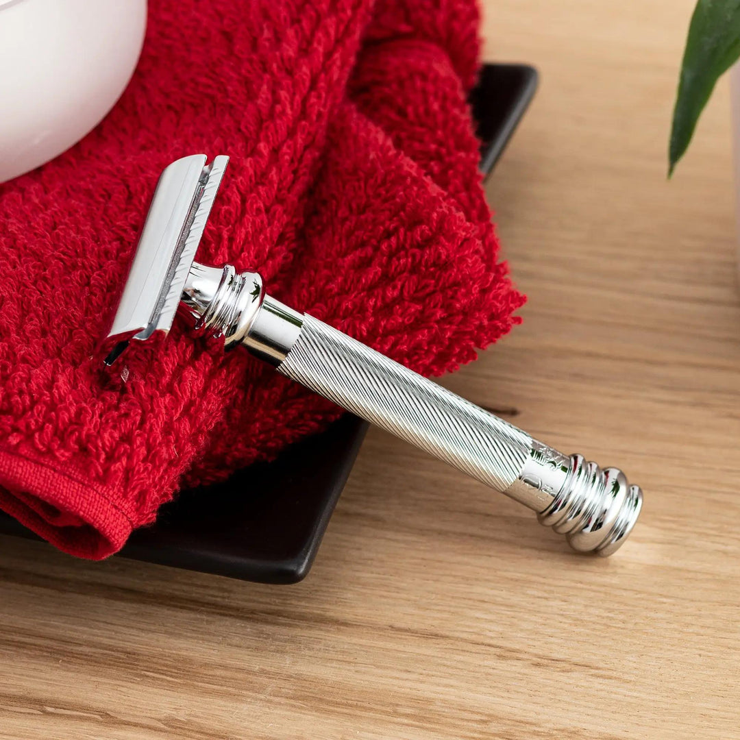 Merkur Double Edge Safety Razor | Straight Cut, Extra Long Handle, Chrome 38C