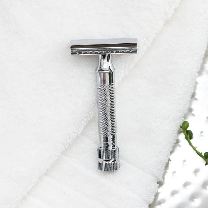 Merkur Double Edge Safety Razor | Straight Cut, Extra Thick Handle, Chrome 34C