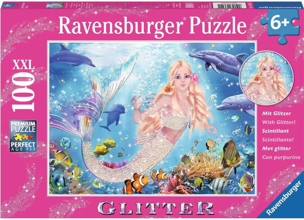 Mermaids & Dolphins Glitter 100 Piece Puzzle by Ravensburger