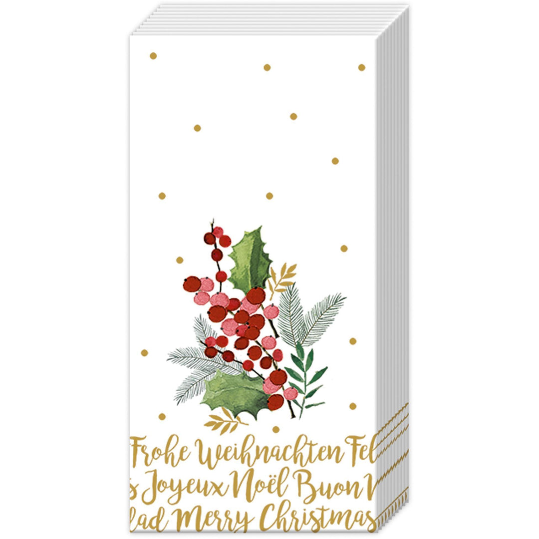 Merry Christmas Cream Pocket Tissues