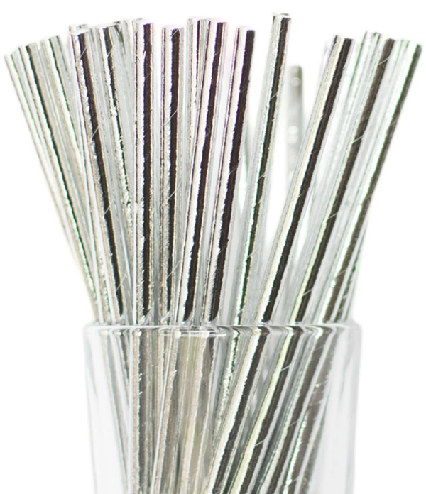 Colorful Paper Straws Metalic Silver