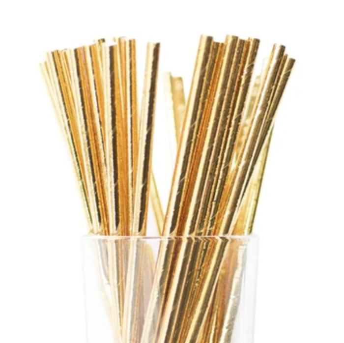 Colorful Paper Straws Metallic Rose Gold