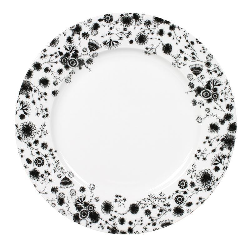 Miss Blackbirdy 10" White Plate | Flower Pattern