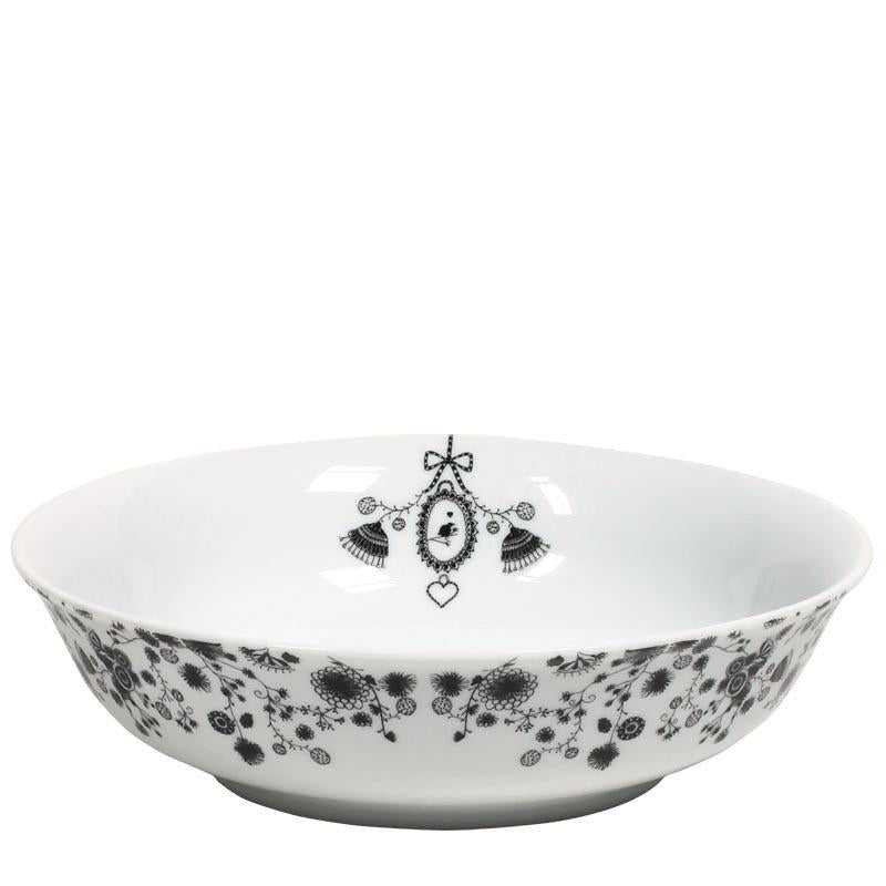 Miss Blackbirdy Medium Serving Bowl | Flower Pattern White