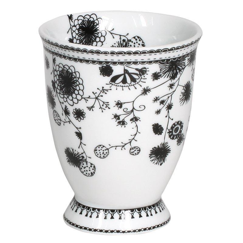 Miss Blackbirdy Milk Mug | Flower Pattern White