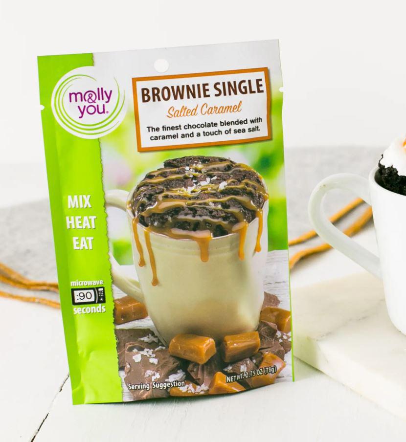 Molly & You Single Serve Cake Mug Mix | Salted Caramel Brownie