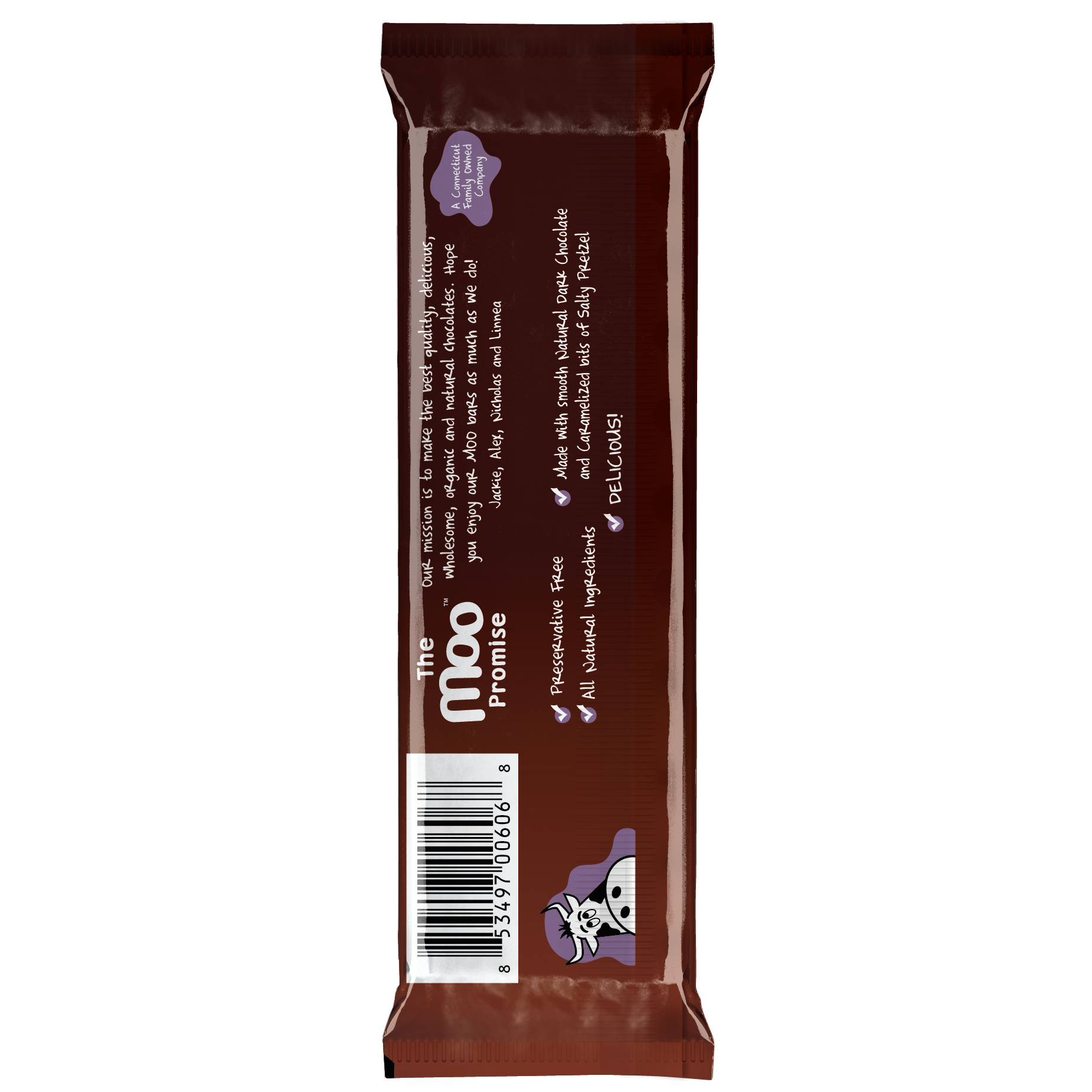 Moo Natural Dark Chocolate Caramelized Salty Pretzel Bar