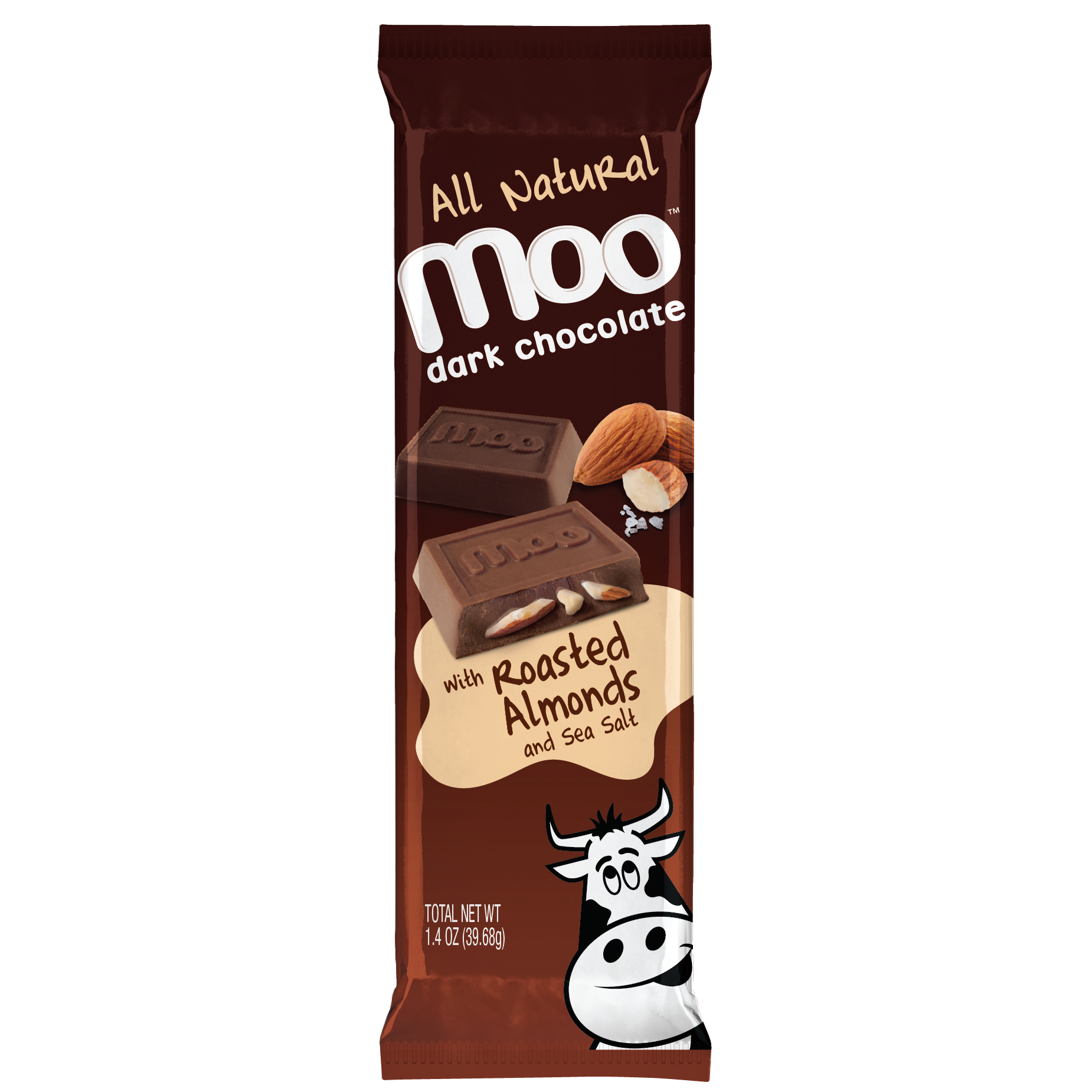 Moo Natural Solid Dark Chocolate Bar with Almonds