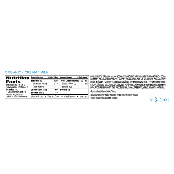 Moo Organic Creamy Milk & Milk Chocolate Mini Bars