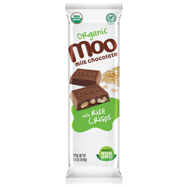 Moo Organic Rice Crisps & Milk Chocolate Bar