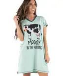Moody in the Morning Cow Sleep Nightshirt | Light Blue